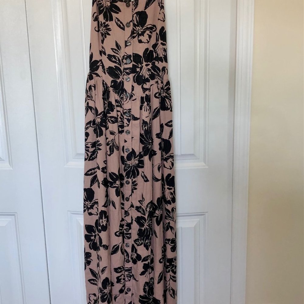 Free People Strapless Floral Dress - Black and Cream - Picture 3 of 7